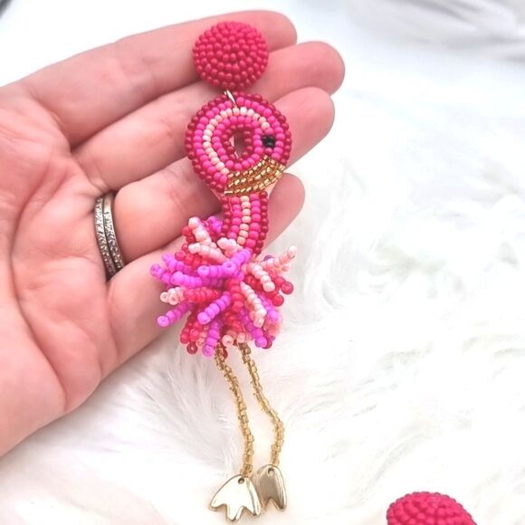 New C & C California FLAMINGO beaded earrings - Picture 10 of 12